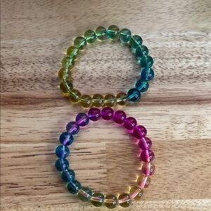 Colorful Rainbow Glass Bracelets Set